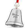 Klikel Ornamento a campana di Natale 2024 - Campana d'argento 2024 - Campana di Natale 2024 Ornamento - Vera campana per albero di Natale - Argento inciso Natale 2024-10a edizione annuale