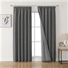 Joydeco Tende oscuranti al 100% in lino con nastro arricciato, set da 2 pezzi, altezza 245 x 140 cm, colore grigio, protezione dal freddo, opache, protezione acustica, ideali per il soggiorno