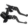 RUNQIN OUTDOOR Kit Leva Frizione Leva Freno Moto 7/8 Universale, Leve Serbatoio Cilindro Principale Frizione Freno Motocicletta, Set Leva Frizione Maniglia Pompa Superiore Freno Regolabile Idraulicamente (Nero)