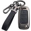 RXXR Custodia protettiva per chiave auto nera compatibile con VW Volkswagen Polo Golf 4/5/6 Multivan T5 Caddy Jetta Bora Superb Passat Skoda Fabia Seat Ibiza 3 pulsanti Flip Key in lega di zinco