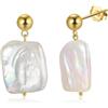 Bellitia Jewelry Orecchini Pendenti di Perla Barocca in Argento Sterling 925 Orecchini di Perle Orecchini Placcati in Oro 14k Perla Coltivata d'Acqua Dolce