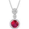 YL Collana Rotondo in Argento 925 Ciondolo Rubino in Pietra di Nascita di luglio Gioielli per Donna Mamma