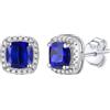 Bestyle Orecchini Argento S925 Pietra Preziosa Altamente Trasparenti Scintillanti Orecchini Quadrati Colorata Circondata Zirconi Bianchi Granato Ametista