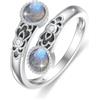 ABIGY Anello in argento Sterling 925 con lapislazzuli/opale rosa/turchese, con doppia pietra, vintage, con fiori, anello regolabile, gioiello da donna, Verstellbar (EU 51-57), Argento sterling