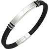 Breil, Collezione Light Cuff, Bracciale da Uomo in Acciaio Satinato e Silicone Nero, Chiusura a Pulsante, Regolabile, Lunghezza 22 cm, Dimensioni Regolabili fino a 17 cm