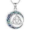 Aniu Collana Nodo Celtico Donna, Ciondolo con Nodo Celtico Argento Sterling 925, Collana con Nodo Trinità, Collana Luna di Abalone, Gioielli Nodo Celtico Regali per Donna Ragazza