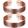 Otuuz 2 Braccialetti Magnetici in Rame 99,99% Bracciale in Rame Massiccio da 3500 Gauss con 9 Magneti Bracciale Rigido Regolabili con Design Albero e Celtico per Uomo Donna, 2 Stili