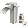 FORIOUS Rubinetto per Bagno FORIOUS Cromato con Set di Scarico, Miscelatore Monocomando a Cascata con Beccuccio da 110 mm, Risparmio Idrico ed Energetico