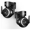 Ctronics Telecamera WiFi Esterno 2K 3MP, 8 Posizioni Preimpostate, Visione Notturna a Colori 30 m, Faretto LED & Sirena, PC/App, FTP/NAS/Cloud, Montaggio Parete/Soffitto, 2 Pack