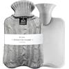 MOPQMKT Borsa dell'Acqua Calda con Copertura a Maglia - 2L per Calore e Comfort - Borsa dell'Acqua Calda in PVA Riutilizzabile per Letto, Ufficio e Inverno (Grigio)