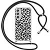 ZhuoFan Custodia con Cordino per Samsung Galaxy A34 5G 6,5, Trasparente Aesthetic Modello Leopardo Disegni Cover con Collana Nero Antiurto Case Regolabile Cellulare Girocollo per Femmina, 03