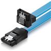 deleyCON 30cm Cavo SATA III (S‑ATA 3) - Cavo Dati/Connessione per HDD e SSD con Clip Metallica - Velocità 6 Gbit/s - 1 Connettore Dritto 1 Connettore a 90° L‑Type - Blu