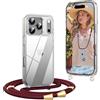 OLEPHY Trasparente Cover con Cordino per iPhone 17 Pro Max 6,9'', VinoRosso