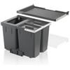 MULLEX X60 M17 Basic Contenitore Raccolta Rifiuti X55 M17 + Cassetto 60 Basic, Colore Grigio antracite/ Biaco avorio, 3 Contenitori, 56,8 x 36,8 x 39,3 cm
