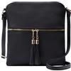 Solene Borsa a tracolla leggera da donna, con nappa, misura perfetta per l'uso quotidiano, da viaggio, Nero 1, Medium