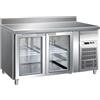 FORCAR-FREDDO G-GN2200TNG - Banco Tavolo Ventilato Inox con Alzatina Temp. -2/+8 °C 3 Porte a Vetro