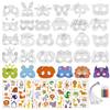 W Rxkiocs 34 Pezzi Maschere Animali Maschera Animale Set di Carta per Bambini con Adesivi per Tatuaggi di Animali per Bambini per Feste Nella Giungla Halloween Feste in Maschera