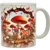 Shopi Zone Tazza in ceramica con funghi e fiori con farfalle - Design artistico realistico ispirato alla foresta - Regalo creativo per amanti della natura e collezionisti