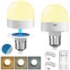 Lamptobe Lampadina Ricaricabile USB con Telecomando, 3 Temperature di Colore Dimmerabile Lampadine LED E27, Lampadina a Batteria, Base Staccabile, con Magnetica, Timer per Lampade Non Cablate 2 Pezzi