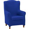 ECOMMERC3 | Copripoltrona trapuntata ultra-aderente con orecchie duplex - Copripoltrona elasticizzata con schienale alto duplex, colore Blu elettrico - 100% prodotto in Spagna