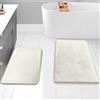 Clara Clark Bathroom, Velvet Memory Foam Mat, Non-Slip Bath Rugs Tappeto da Bagno Ultra Morbido Antiscivolo e Assorbente, Bianco, 2 Piece-17 x 24/20 x 32, 2 unità