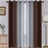 SimpleHome - Tende oscuranti sfumate per camera da letto e soggiorno, da marrone a bianco grigiastro, isolamento termico, con occhielli, 2 pannelli, 132 x 213 cm di lunghezza
