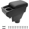 KAERGK Bracciolo per Renault Dacia Duster 2010-2015 Console Centrale Accessori Pelle Bracciolo Doppio Strato Stoccaggio con Portabicchieri Nero (Linea Nera)