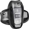 ATFIGII Custodia Chiave compatibile con P eugeot 208 308 508 3008 5008 Cover per chiave compatibile con Citroen C4 Picasso DS3 C3 TPU Guscio per la chiave Keyless 3 Tasti Nero perpre