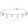 Enrico Coveri Bracciale Donna Pendenti,Braccialetto in Acciaio argento a catenina Pendenti Cuori Stelle Brillanti