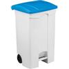 Adatto-M T115595 Contenitore mobile a pedale in plastica bianco coperchio blu 90 litri