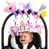 Zendstanding Giocattolo musicale per seggiolino auto per bambini da 0 a 12 mesi, 5 in 1, giocattolo da appendere al passeggino con musica rilassante, sonaglio, specchio per neonati regali essenziali