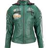 URBAN 5884 Giacca da motociclista da donna con protezioni, giacca in pelle di agnello, protezioni per schiena, spalle e gomiti | Verde | M