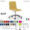SEIPO SLOT SL0010 Poltrona girevole base 5 razze con ruote cinque razze in alluminio spazzolato e lucidato tessuto V