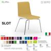 SEIPO SLOT SL0001 Poltrona fissa imbottita quattro piedi in tubo di acciaio cromato ECOPELLE D2