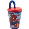 Stor Spiderman - Bicchiere per bambini, riutilizzabile, con coperchio e cannuccia, 430 ml