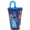 Bicchiere con Cannuccia Lilo & Stitch Disney in Plastica - 430 ml