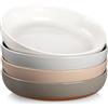 MALACASA Serie TARA - Set di 4 Ciotole per Pasta in Gres, 23,1 x 5 cm, 1380 ml, Design con Smalto Effetto Sesamo, Piatti Fondi per Pasta e Insalata, Multicolore