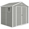 Outsunny Casetta da giardino con tetto a due falde, Capanno per attrezzi, 240 x 190 x 180/228 cm e 4,1 m², Grigio | Aosom Italy
