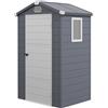 Outsunny Casetta da giardino con tetto a due falde, Capanno per attrezzi, 133 x 102 x 180/208 cm, Grigio scuro | Aosom Italy