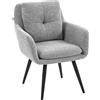 HOMCOM Poltrona moderna, imbottita, con gambe in metallo, rivestimento effetto lino, Grigio chiaro | Aosom Italy