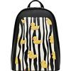 DOGO Femme Cuir Vegan Noir Fait Main et Mode Sac à dos - Ducky Motif
