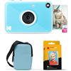 KODAK Printomatic+ Fotocamera Istantanea 10MP Kit Iniziale (Blu) con Custodia, RGB LED e Carta Adesiva Zink 20pz - Blu