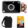 KODAK Printomatic+ Fotocamera Istantanea 10MP Kit Iniziale con Custodia, RGB LED e Carta Adesiva Zink 20pz - Nero