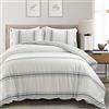 Lush Decor Farmhouse Stripe - Set copripiumino reversibile in cotone, 3 pezzi, colore: Grigio scuro