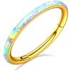 BodyBonita Anelli da Piercing Naso a Cerchio Con Cerniera Bianco Lato Opale - 16G Acciaio Chirurgico 316L Anelli per Setto per Donne Conch Elica Daith Piercing 8mm Oro