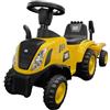 Pilots Kids Trattore Caterpillar Cavalcabile per Bambini Giallo con Rimorchio