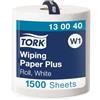 Tork 130040 Carta Plus per asciugatura QuickDry Premium, compatibile con il sistema W1 (da terra o da parete), 2 veli, 1 conf. x 1 rotolo (1 x 510 m), colore bianco