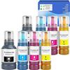 TONTINTA E102 Bottiglie di Inchiostro Compatibili Multipack per Stampanti ET-2700 2750 2751 2756 ET-2850 2851 2856 ET-3700 3750 3850 ET-4750 ET-4850 4856 ET-15000 (8-Pack, 2 Nero, 2 Ciano, 2 Magenta, 2 Giallo)