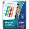 Avery 5-Tab Sheet Protector Dividers, Easy Print & Apply Clear Labels, Index Maker, White Tabs, 1 set (75500)