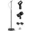 POLESTO Supporti per microfoni, Asta Microfono con Base Ponderata Compatta + 2 Clip Universali, Altezza Regolabile da 55cm a 170cm per Karaoke Domestico, Spettacoli Stradali e Performance sul Palco